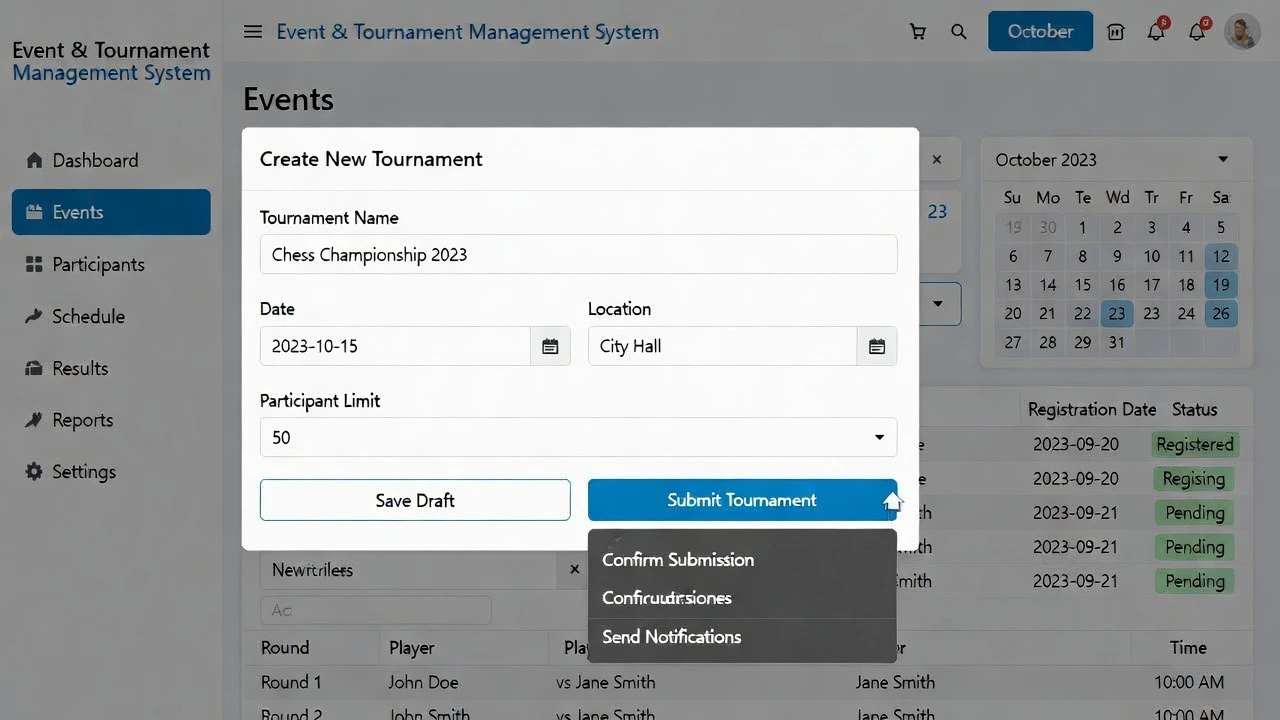 Tampilan Event & Tournament Management System